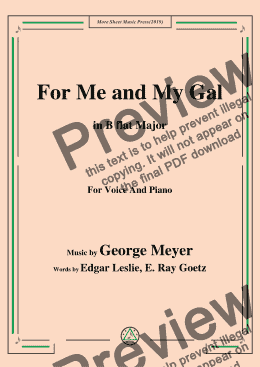 page one of George Meyer-For Me and My Gal,in B flat Major,for Voice and Piano