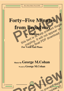 page one of George M. Cohan-Forty-Five Minutes from Broadway,in A Major,for Voice&Pno