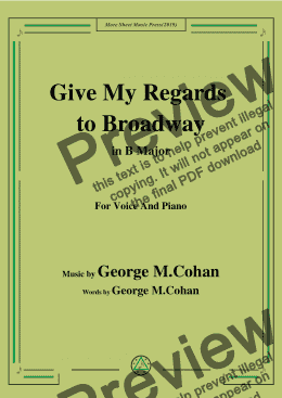page one of George M. Cohan-Give My Regards to Broadway,in B Major,for Voice&Pno