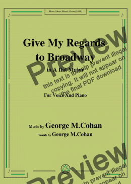 page one of George M. Cohan-Give My Regards to Broadway,in A flat Major,for Voice&Pno