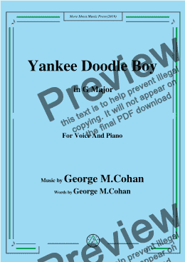 page one of George M. Cohan-Yankee Doodle Boy,in G Major,for Voice and Piano