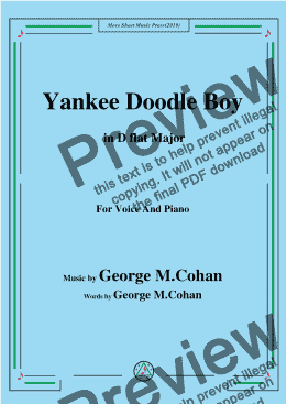 page one of George M. Cohan-Yankee Doodle Boy,in D flat Major,for Voice and Piano
