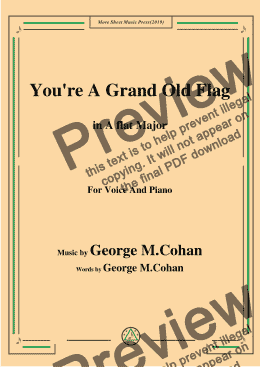 page one of George M. Cohan-You're A Grand Old Flag,in A flat Major,for Voice and Pno