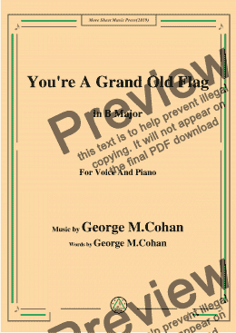 page one of George M. Cohan-You're A Grand Old Flag,in B Major,for Voice and Pno