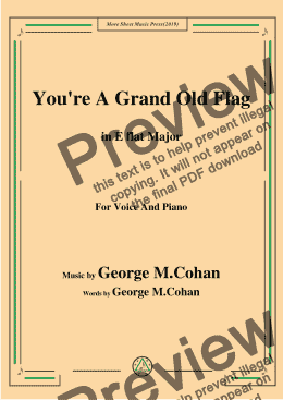 page one of George M. Cohan-You're A Grand Old Flag,in E flat Major,for Voice and Pno