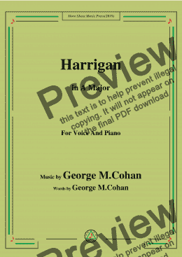 page one of George M. Cohan.-Harrigan,in A Major,for Voice and Piano