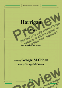 page one of George M. Cohan.-Harrigan,in C Major,for Voice and Piano