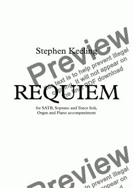 page one of REQUIEM for SATB, Soprano and Tenor Soli, Organ and Piano accompaniment