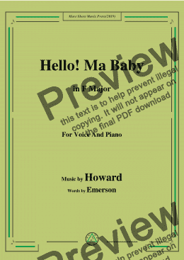 page one of Howard-Hello! Ma Baby,in F Major,for Voice and Piano