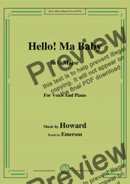 page one of Howard-Hello! Ma Baby,in G Major,for Voice and Piano