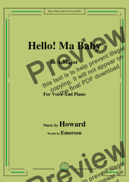 page one of Howard-Hello! Ma Baby,in A Major,for Voice and Piano