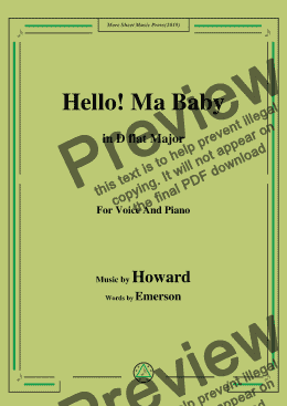 page one of Howard-Hello! Ma Baby,in D flat Major,for Voice and Piano
