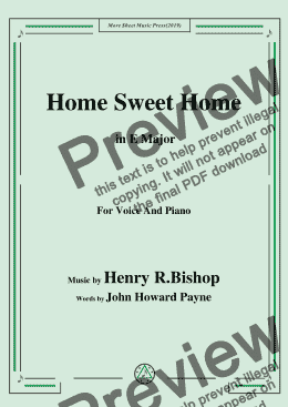 page one of Henry R. Bishop-Home Sweet Home,in E Major,for Voice and Piano