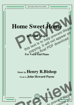 page one of Henry R. Bishop-Home Sweet Home,in D flat Major,for Voice and Piano