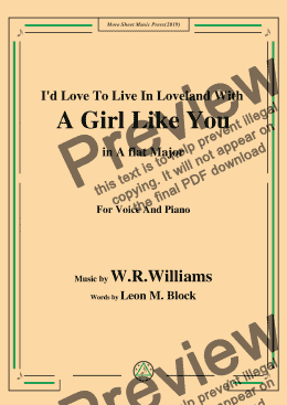 page one of W. R. Williams-I'd Love To Live In Loveland With A Girl Like You,in A flat Major,for Voice&Pno