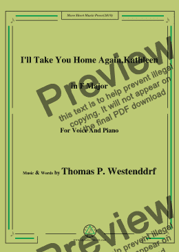 page one of Thomas P. Westenddrf-I'll Take You Home Again,Kathleen,in F Major,for Voice and Piano
