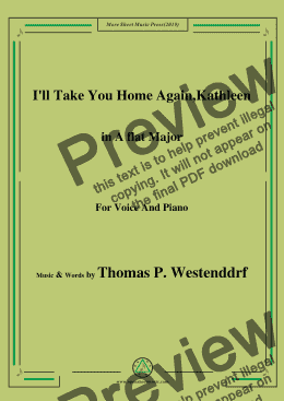 page one of Thomas P. Westenddrf-I'll Take You Home Again,Kathleen,in A flat Major,for Voice&Pno