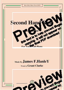 page one of James F. Hanley-Second Hand Rose,in B Major,for Voice and Piano