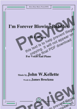 page one of John W. Kellette-I'm Forever Blowing Bubbles,in C Major,for Voice and Piano