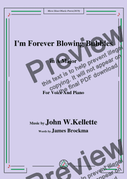 page one of John W. Kellette-I'm Forever Blowing Bubbles,in A Major,for Voice and Piano