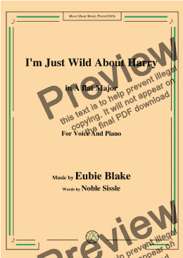 page one of Eubie Blake-I'm Just Wild About Harry,in A flat Major,for Voice and Piano