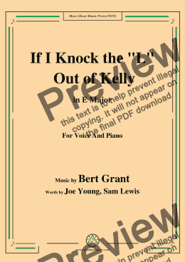 page one of Bert Grant-If I Knock the 'L' Out of Kelly,in E Major,for Voice and Piano