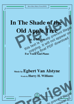 page one of Egbert Van Alstyne-In The Shade of the Old Apple Tree,in A Major,for Voice&Pno