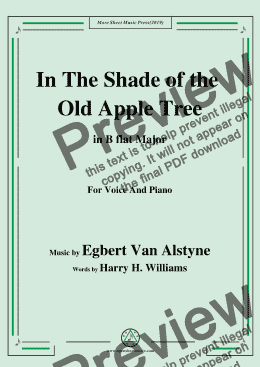 page one of Egbert Van Alstyne-In The Shade of the Old Apple Tree,in B flat Major,for Voice&Pno