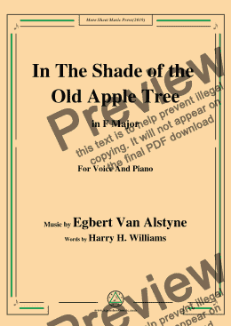 page one of Egbert Van Alstyne-In The Shade of the Old Apple Tree,in F Major,for Voice&Pno