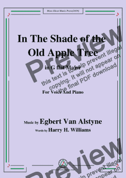 page one of Egbert Van Alstyne-In The Shade of the Old Apple Tree,in G flat Major,for Voice&Pno
