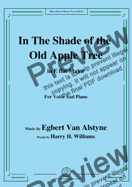 page one of Egbert Van Alstyne-In The Shade of the Old Apple Tree,in E flat Major,for Voice&Pno