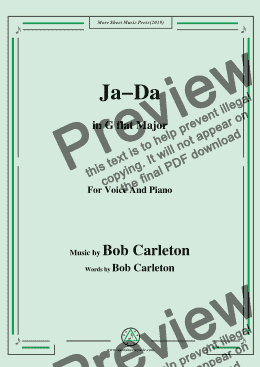 page one of Bob Carleton-Ja-Da,in G flat Major,for Voice and Piano