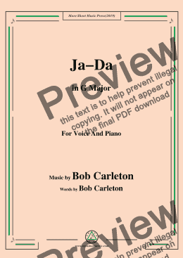 page one of Bob Carleton-Ja-Da,in G Major,for Voice and Piano