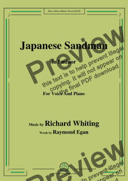 page one of Richard Whiting-Japanese Sandman,in f minor,for Voice and Piano