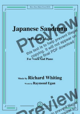 page one of Richard Whiting-Japanese Sandman,in f sharp minor,for Voice and Piano