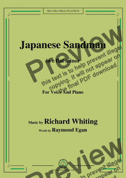 page one of Richard Whiting-Japanese Sandman,in e flat minor,for Voice and Piano