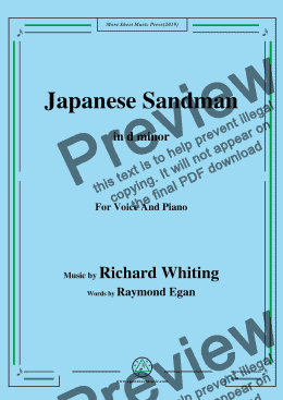 page one of Richard Whiting-Japanese Sandman,in d minor,for Voice and Piano