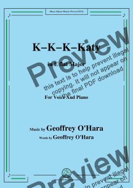 page one of Geoffrey O'Hara-K-K-K-Katy,in E flat Major,for Voice and Piano