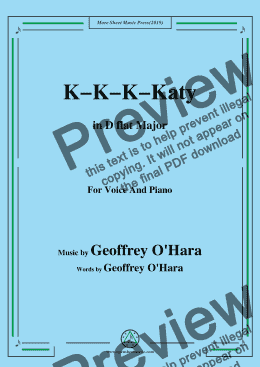 page one of Geoffrey O'Hara-K-K-K-Katy,in D flat Major,for Voice and Piano