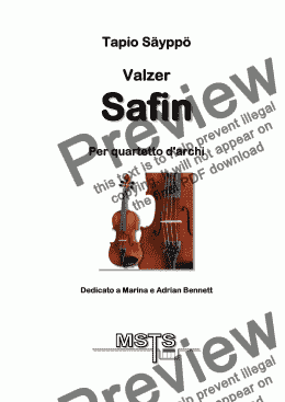 page one of Valzer Safin for string quartet