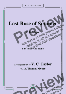page one of V. C. Taylor-The Last Rose of Summer,in G Major,for Voice and Piano