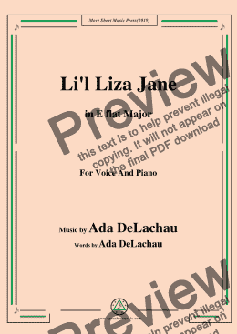 page one of Ada DeLachau-Li'l Liza Jane,in E flat Major,for Voice and Piano