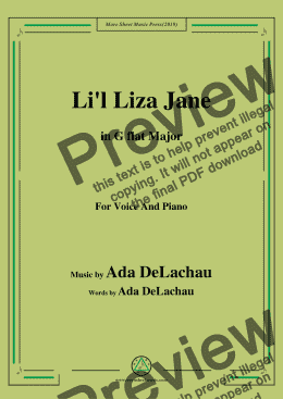 page one of Ada DeLachau-Li'l Liza Jane,in G flat Major,for Voice and Piano