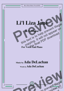 page one of Ada DeLachau-Li'l Liza Jane,in G Major,for Voice and Piano