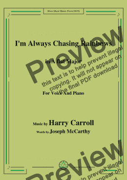 page one of Harry Carroll-I'm Always Chasing Rainbows,in A flat Major,forVoice and Piano