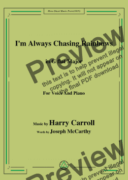 page one of Harry Carroll-I'm Always Chasing Rainbows,in G flat Major,forVoice and Piano