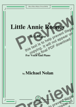page one of Michael Nolan-Little Annie Rooney,in G Major,for Voice and Piano