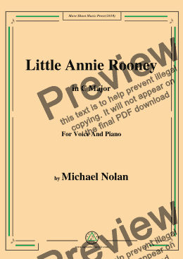page one of Michael Nolan-Little Annie Rooney,in C Major,for Voice and Piano