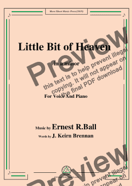 page one of Ernest R. Ball-Little Bit of Heaven,in a minor,for Voice and Piano