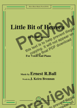page one of Ernest R. Ball-Little Bit of Heaven,in b flat minor,for Voice and Piano